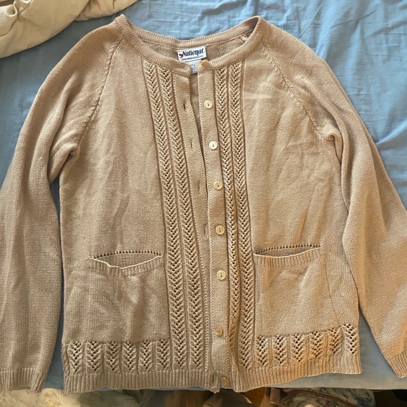 Vintage Sweaters - Vintage Tan Knit Cardigan
